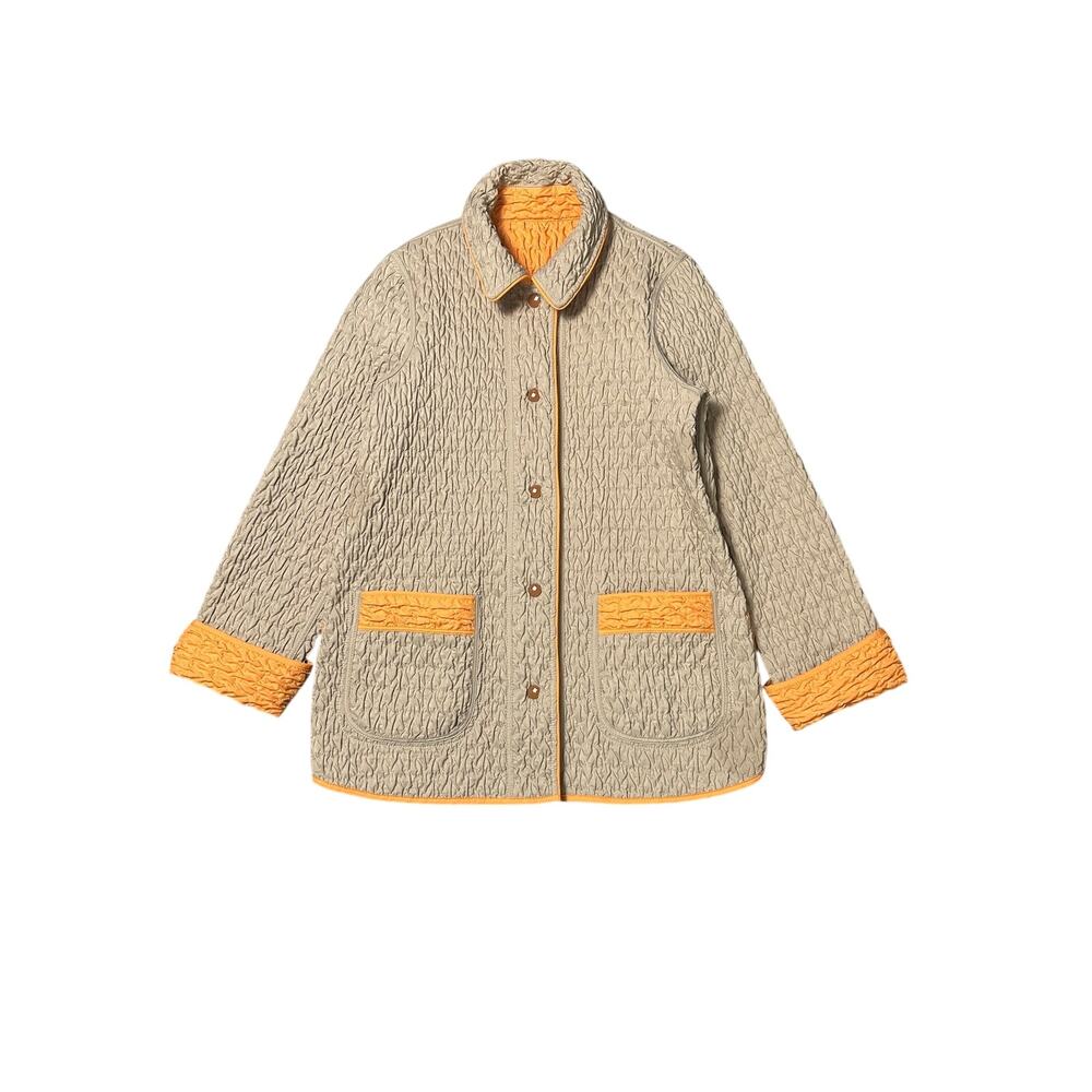 Landi Fancy Quilted Reversible Coat Orange & Tan